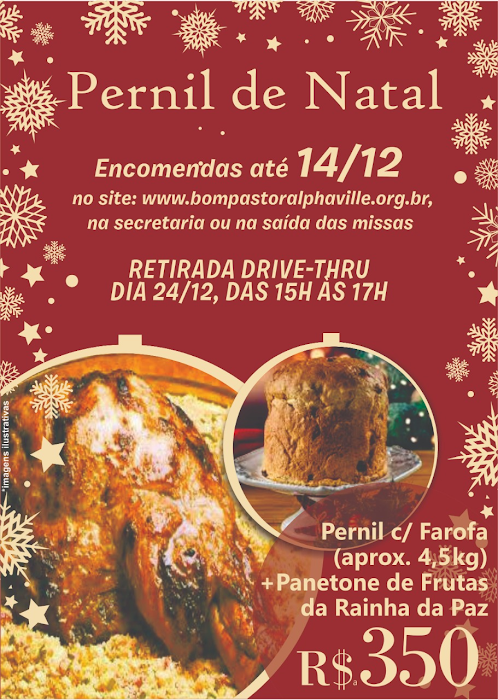 Encomende o famoso pernil de Natal da Paróquia Bom Pastor!